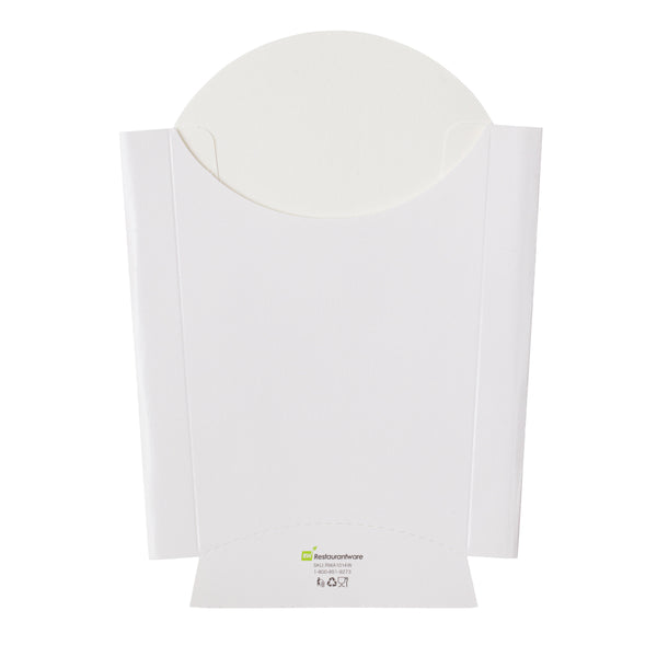 Restaurantware Bio Tek 4 Oz White Paper Fry Cup / Snack Container - 4 3/4" X 3 1/2" X 5" - 100 Count Box