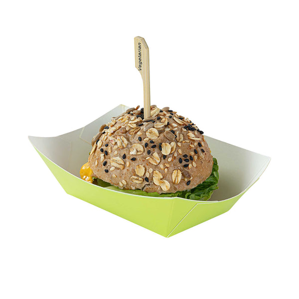 Restaurantware Bio Tek 6 Oz Eco Green Paper #40 Food Tray / Boat - 3 1/4" X 2" X 1 1/2" - 400 Count Box