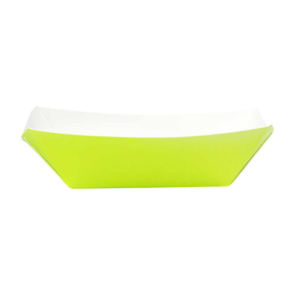 Restaurantware Bio Tek 6 Oz Eco Green Paper #40 Food Tray / Boat - 3 1/4" X 2" X 1 1/2" - 400 Count Box