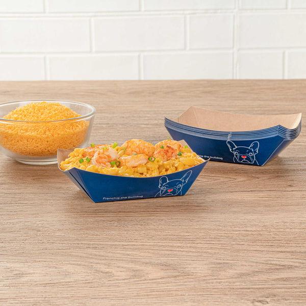 Restaurantware Bio Tek 6 Oz Frenchie Paper #40 Food Tray / Boat - 3 1/4" X 2" X 1 1/2" - 400 Count Box