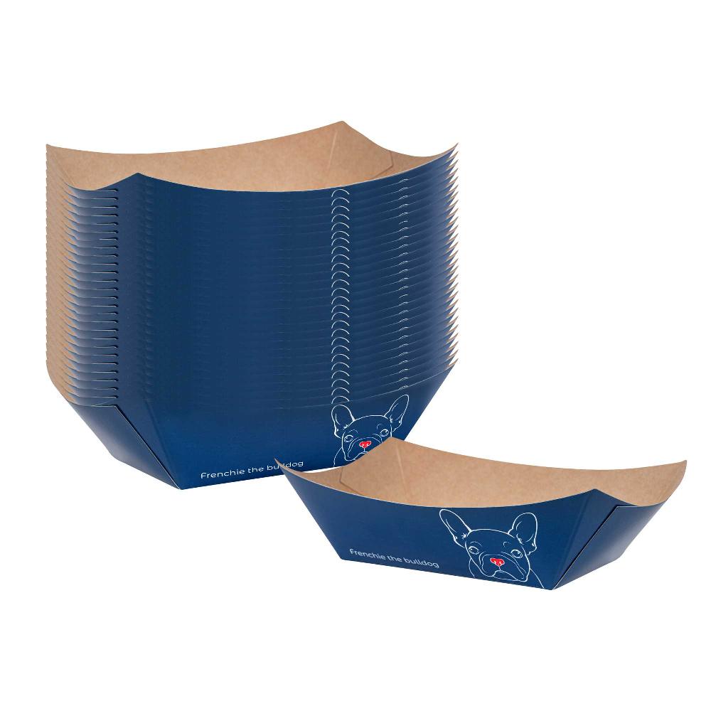 restaurantware Bio Tek 6 oz Frenchie Paper #40 Food Tray / Boat - 3 1/4" x 2" x 1 1/2" - 400 count box