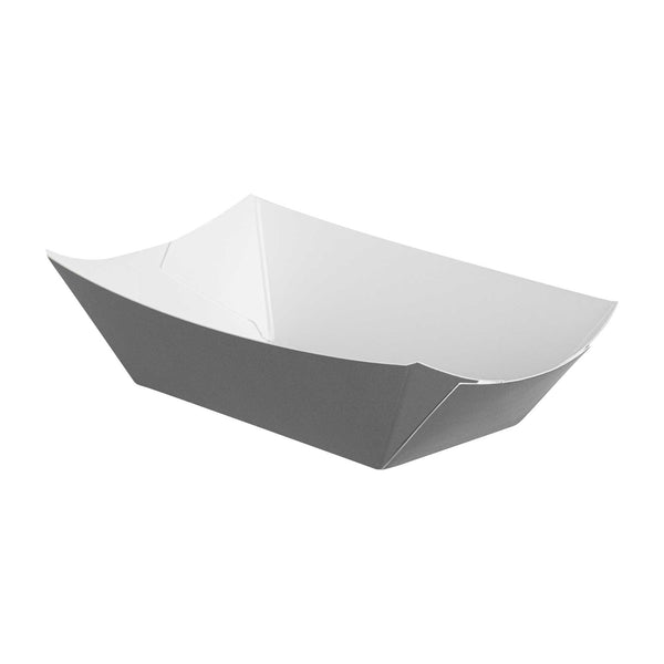 Restaurantware Bio Tek 6 Oz Gray Paper #40 Food Tray / Boat - 3 1/4" X 2" X 1 1/2" - 400 Count Box