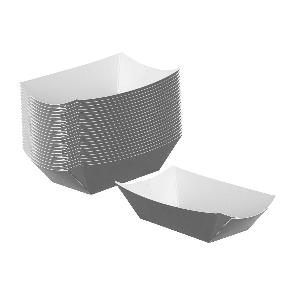 restaurantware Bio Tek 6 oz Gray Paper #40 Food Tray / Boat - 3 1/4" x 2" x 1 1/2" - 400 count box