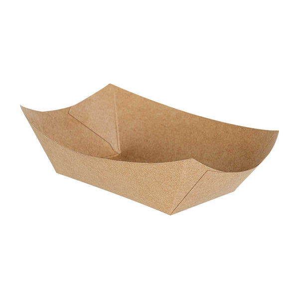 Restaurantware Bio Tek 6 Oz Kraft Paper #40 Food Tray / Boat - 3 1/4" X 2" X 1 1/2" - 400 Count Box