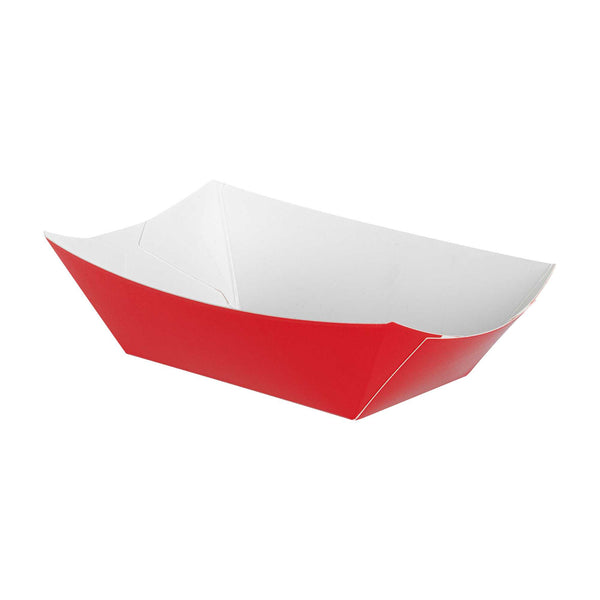 Restaurantware Bio Tek 6 Oz Red Paper #40 Food Tray / Boat - 3 1/4" X 2" X 1 1/2" - 400 Count Box