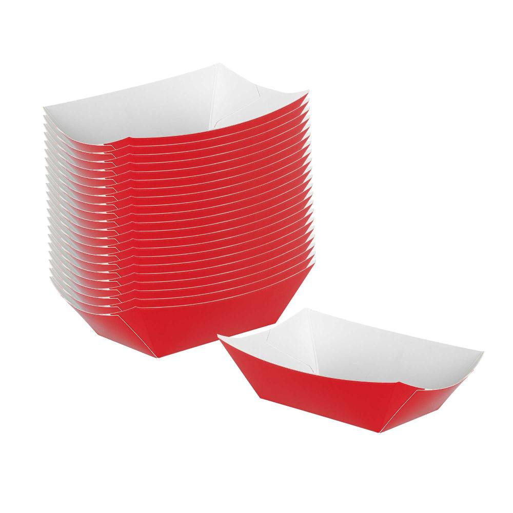 restaurantware Bio Tek 6 oz Red Paper #40 Food Tray / Boat - 3 1/4" x 2" x 1 1/2" - 400 count box