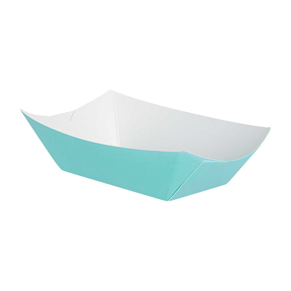Restaurantware Bio Tek 6 Oz Turquoise Paper #40 Food Tray / Boat - 3 1/4" X 2" X 1 1/2" - 400 Count Box