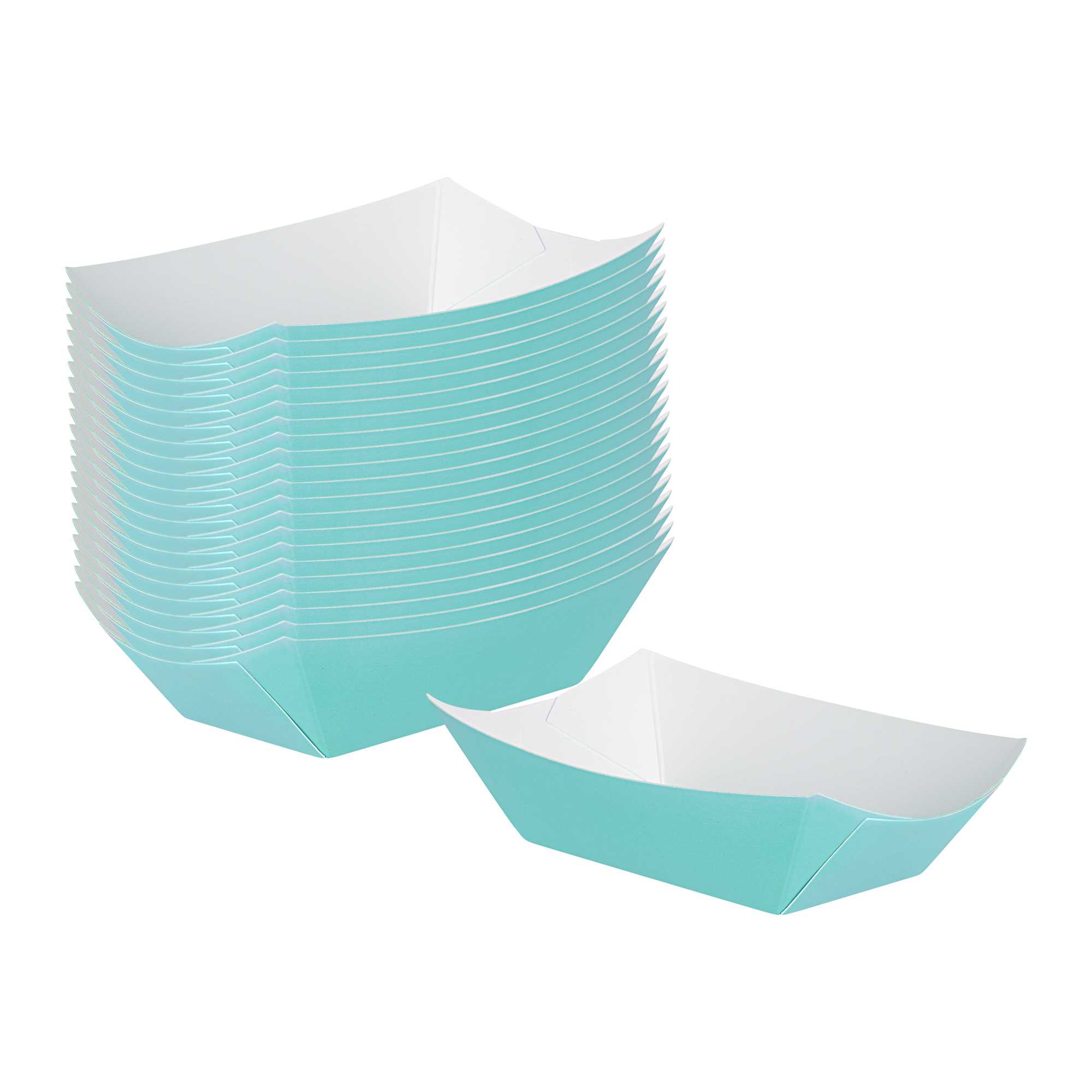 restaurantware Bio Tek 6 oz Turquoise Paper #40 Food Tray / Boat - 3 1/4" x 2" x 1 1/2" - 400 count box