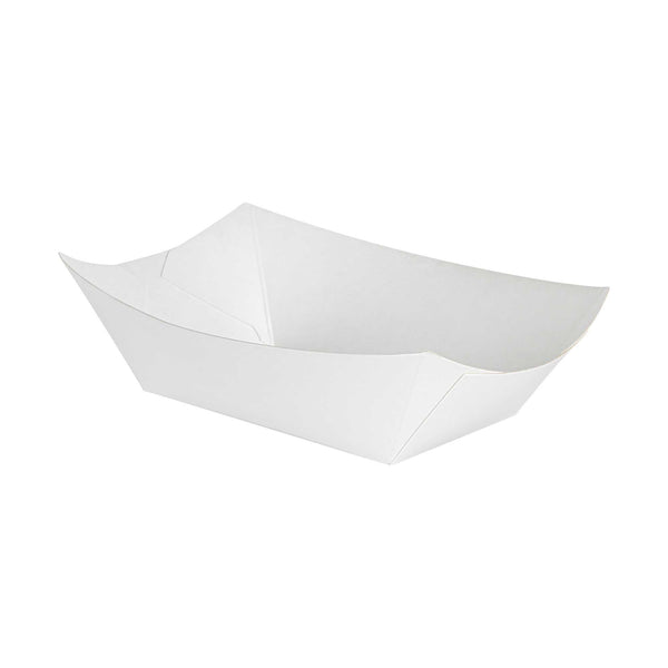 Restaurantware Bio Tek 6 Oz White Paper #40 Food Tray / Boat - 3 1/4" X 2" X 1 1/2" - 400 Count Box