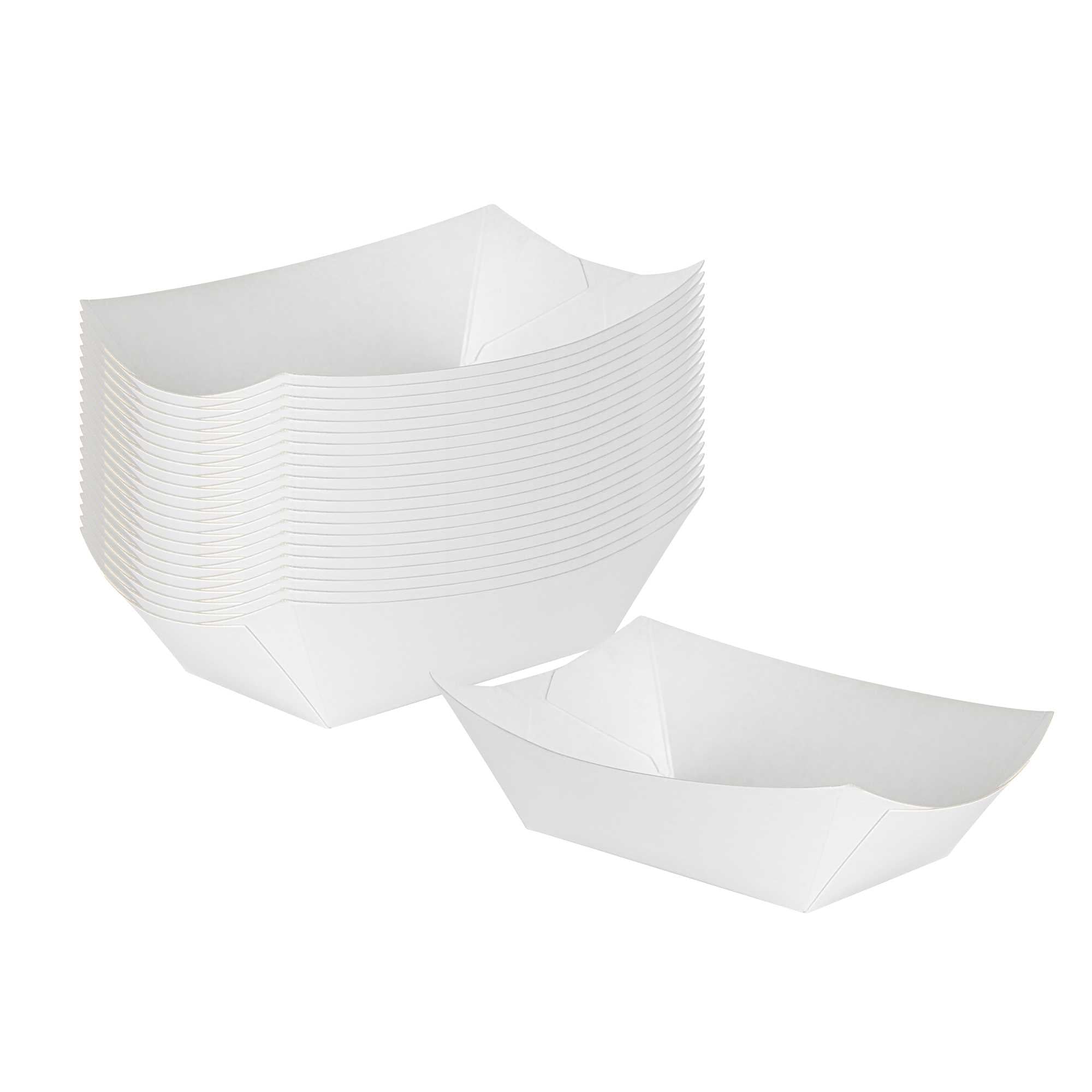 restaurantware Bio Tek 6 oz White Paper #40 Food Tray / Boat - 3 1/4" x 2" x 1 1/2" - 400 count box