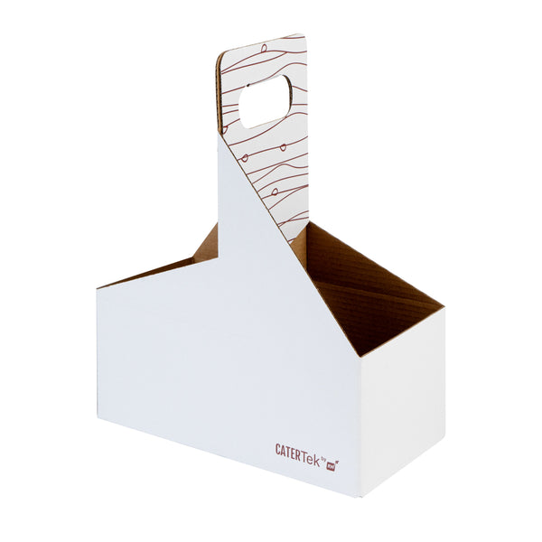 Restaurantware Bio Tek Cater Tek White And Brown Paper Drink Carrier - Holds 2 - 9" X 4 1/2" X 4" - 100 Count Box