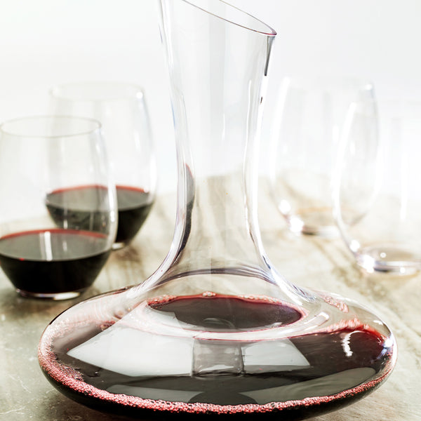 Restaurantware BordeauxWare 50 Oz Glass Large Slanted Wine Decanter - Hand-Blown Crystal - 8 3/4" X 8 3/4" X 10 1/4" - 1 Count Box