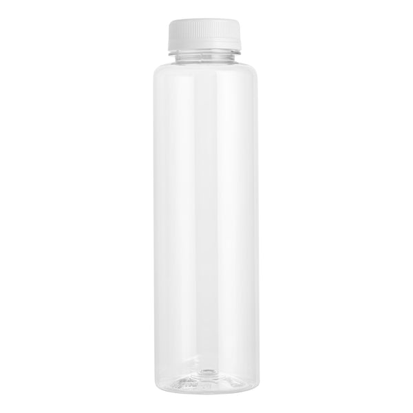 Restaurantware Bottle Tek 100 Round Clear 16 Oz Plastic Juice Bottles With Safety Caps - Includes 100 Labels 10 Funnels And 10 Cleaning Brushes