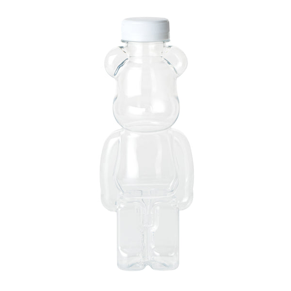 Restaurantware Bottle Tek 12 Oz Bear-Shaped Clear Plastic Juice Bottle - With Safety Cap - 3 1/4" X 2 3/4" X 8 1/4" - 100 Count Box