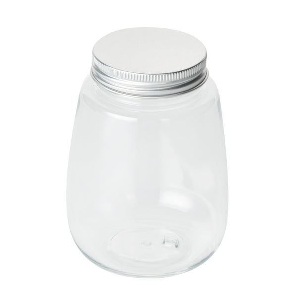 Restaurantware Bottle Tek 12 Oz Clear Plastic Candy Jar / Juice Bottle - With Aluminum Lid - 3" X 3" X 4" - 100 Count Box