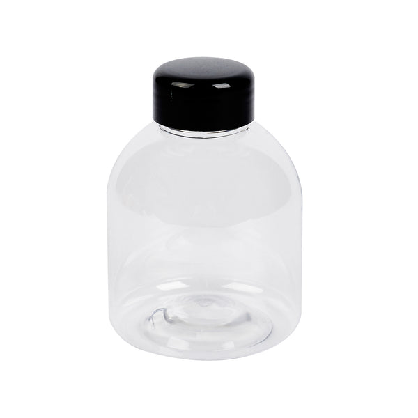Restaurantware Bottle Tek 14 Oz Round Clear PET Juice Bottle - With Cap - 3" X 3" X 4 1/2" - 100 Count Box