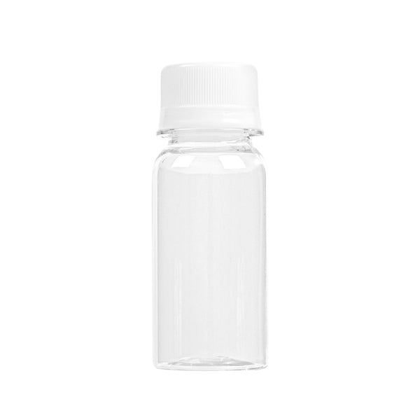 Restaurantware Bottle Tek 2 Oz Clear Plastic Energy Shot Bottle - With Safety Cap - 1 1/2" X 1 1/2" X 3 3/4" - 100 Count Box