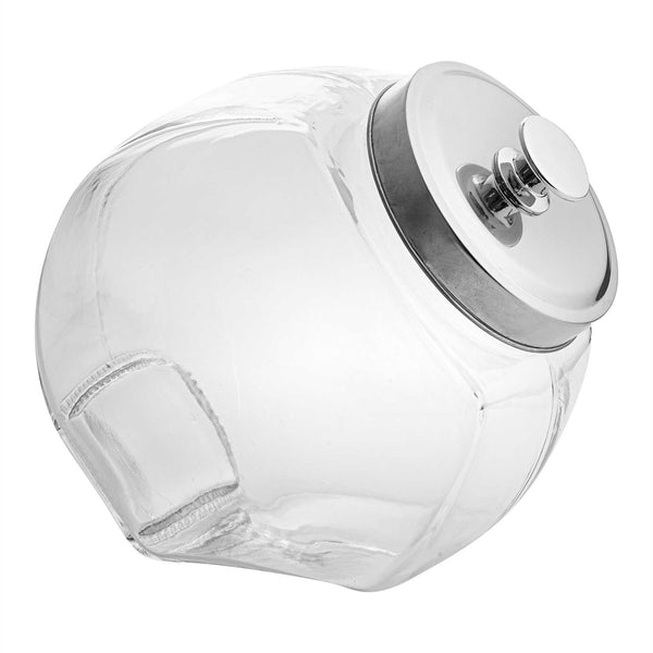 Restaurantware Bundle: 3 Vetri 0.5 Gal Glass Penny Jar - With Chrome Lid - 4" X 4" X 7 1/2"
