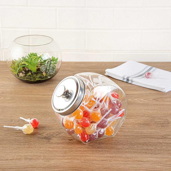 Restaurantware Bundle: 3 Vetri 0.5 Gal Glass Penny Jar - With Chrome Lid - 4" X 4" X 7 1/2"