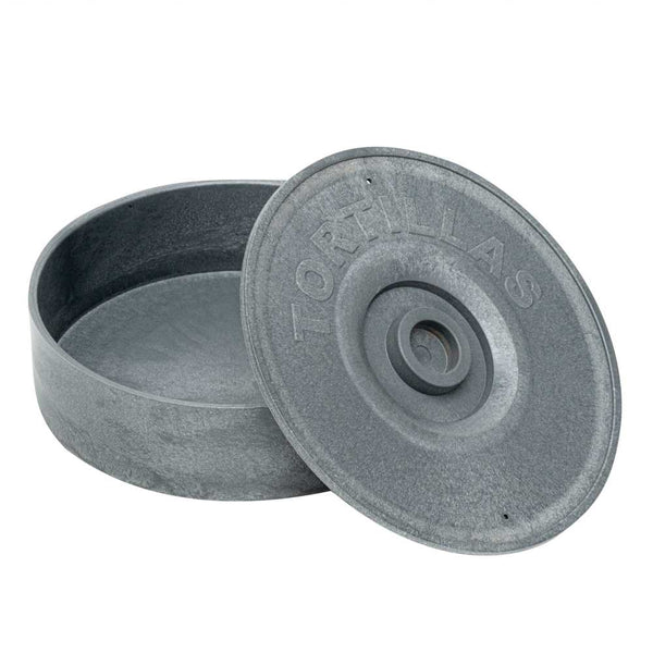Restaurantware Bundle: Chef 101 2 Round Gray Plastic Tortilla Warmer / Server - 8 1/2" X 8 1/2" X 2 1/4"
