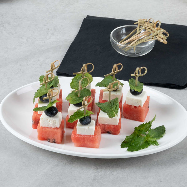 Restaurantware Bundle: Pixy 2000 Munchkin Natural Bamboo Knotted Pick - 2 1/2"