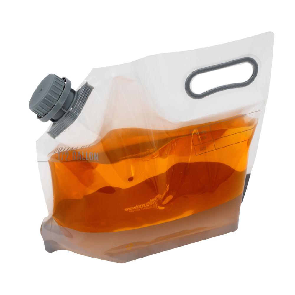 restaurantware Cater Tek 1/2 gal Clear Plastic Take Out Drink Bag - with Safety Cap - 11 3/4" x 4 1/4" x 9" - 2 count box