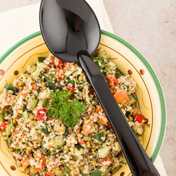 Restaurantware Cater Tek 1 Oz Black Plastic Catering Spoon - Solid - 11" - 1 Count Box