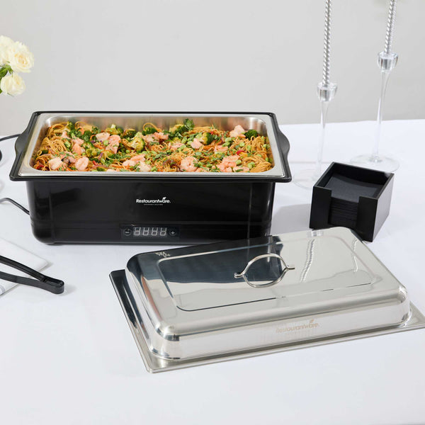 Restaurantware Cater Tek 14 Qt Full Size Electric Chafer - Food Pan Digital Temperature Control 120V 760W - 1 Count Box