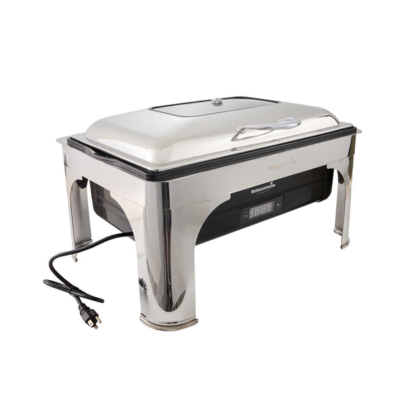 Restaurantware Cater Tek 14 Qt Full Size Electric Chafer - Hinged Lid Food Pan Stand Digital Temperature Control 120V 760W - 1 Count Box