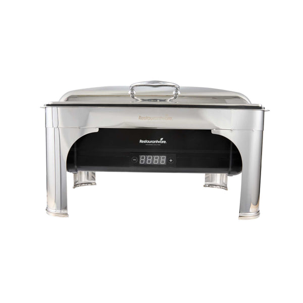 Restaurantware Cater Tek 14 Qt Full Size Electric Chafer - Hinged Lid Food Pan Stand Digital Temperature Control 120V 760W - 1 Count Box