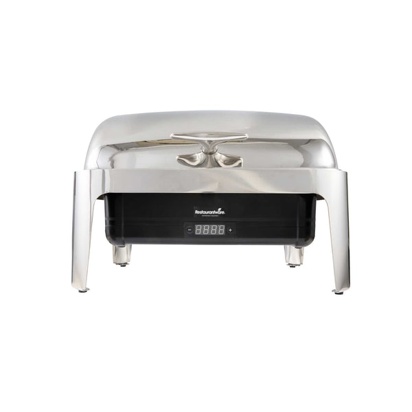 Restaurantware Cater Tek 14 Qt Full Size Electric Chafer - Roll Top Cover Food Pan Stand Digital Temperature Control 120V 760W - 1 Count Box