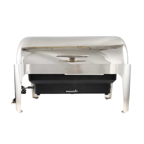 Restaurantware Cater Tek 14 Qt Full Size Electric Chafer - Stainless Steel Roll Top Cover Food Pan Stand 120V 760W - 1 Count Box