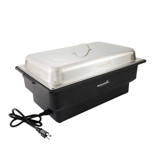 Restaurantware Cater Tek 14 Qt Full Size Electric Water Pan / Warmer - Stainless Steel Chafer Cover Food Pan 120V 760W - 1 Count Box