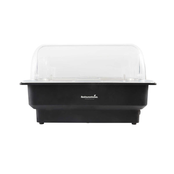 Restaurantware Cater Tek 14 Qt Full Size Electric Water Pan / Warmer - Polycarbonate Roll Top Cover Food Pan 120V 760W - 1 Count Box