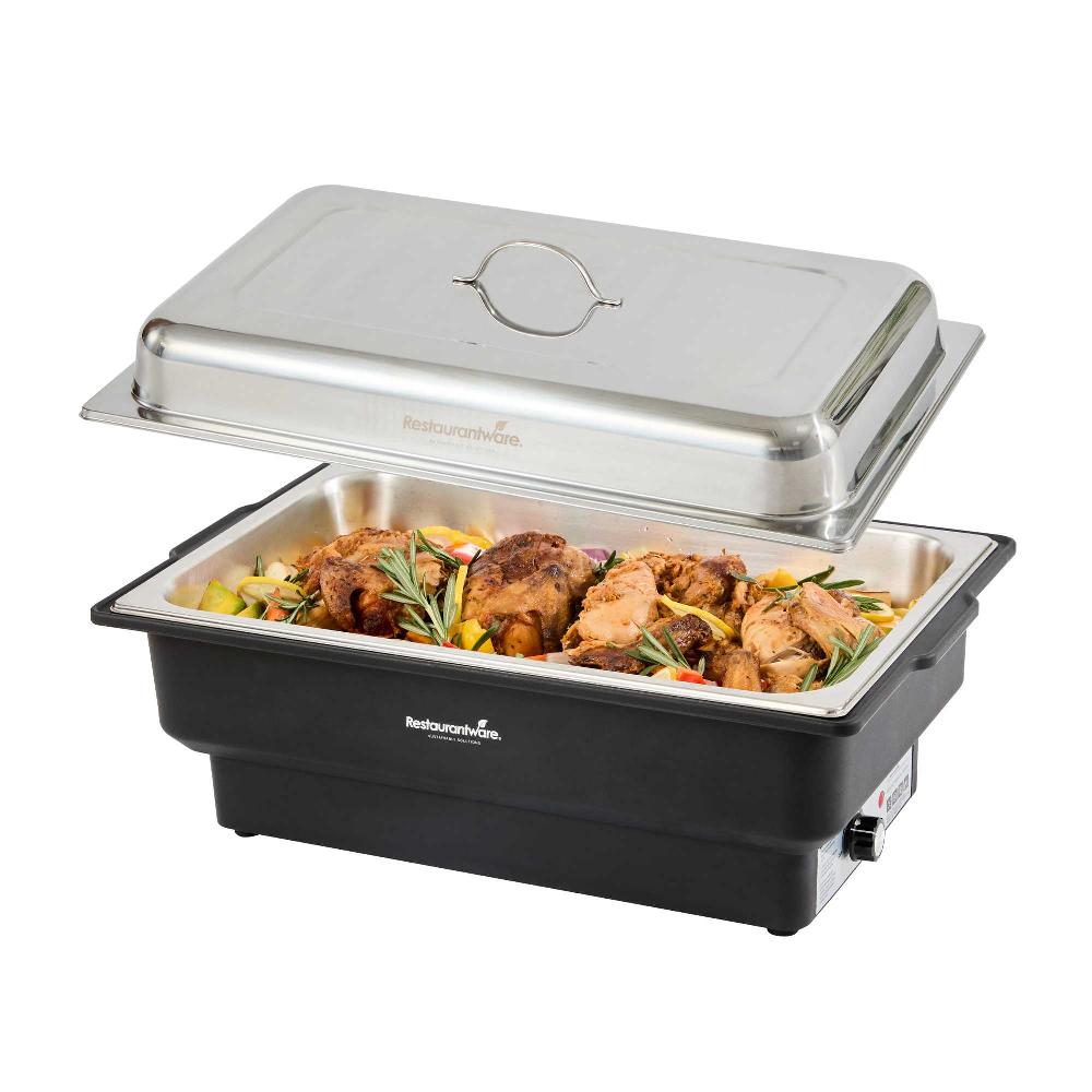 restaurantware Cater Tek 14 qt Full Size Electric Water Pan / Warmer - Stainless Steel Chafer Cover Food Pan 120V 760W - 1 count box