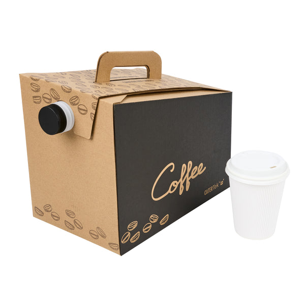 Restaurantware Cater Tek 160 Oz Black Paper Coffee Take Out Box - 20 Cups - 10 3/4" X 7 1/2" X 7 3/4" - 10 Count Box