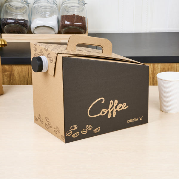 Restaurantware Cater Tek 160 Oz Black Paper Coffee Take Out Box - 20 Cups - 10 3/4" X 7 1/2" X 7 3/4" - 10 Count Box
