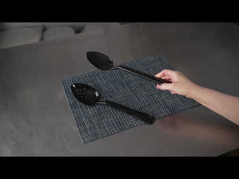 Restaurantware Cater Tek 2 Oz Black Plastic Catering Spoon - Solid - 13" - 1 Count Box