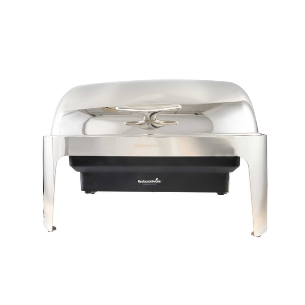 Restaurantware Cater Tek 9 Qt Full Size Electric Chafer - Stainless Steel Roll Top Cover Food Pan Stand 120V 760W - 1 Count Box