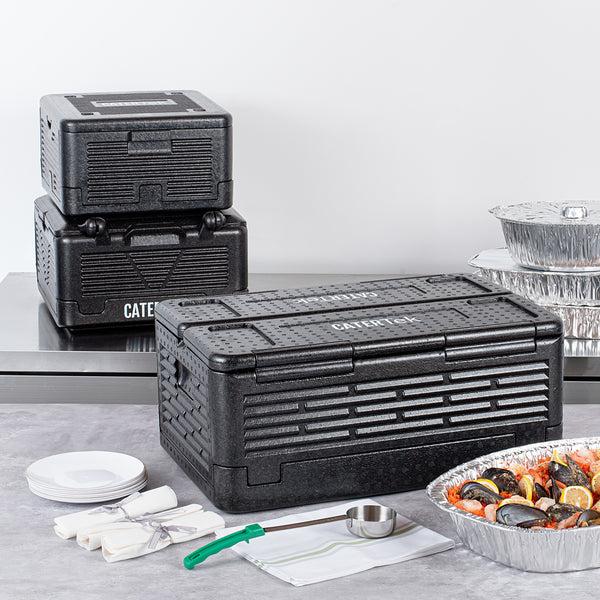 Restaurantware Cater Tek Black EPP Food Pan Carrier - Insulated Top Loading Collapsible - 23 1/2" X 16 1/4" X 10 1/4" - 1 Count Box
