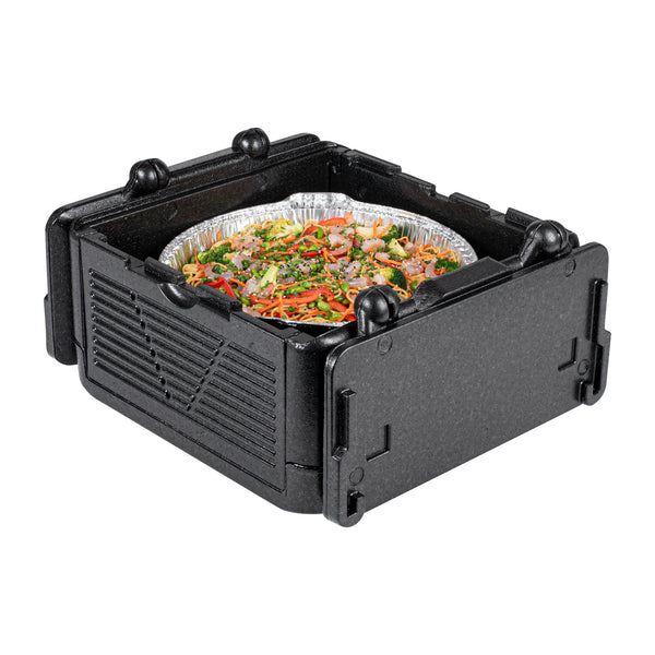 Restaurantware Cater Tek Black EPP Food Pan Carrier - Insulated Top Loading Collapsible - 16 3/4" X 16 3/4" X 9" - 1 Count Box