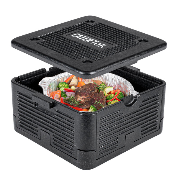 Restaurantware Cater Tek Black EPP Food Pan Carrier - Insulated Top Loading Collapsible - 15" X 15" X 8 3/4" - 1 Count Box