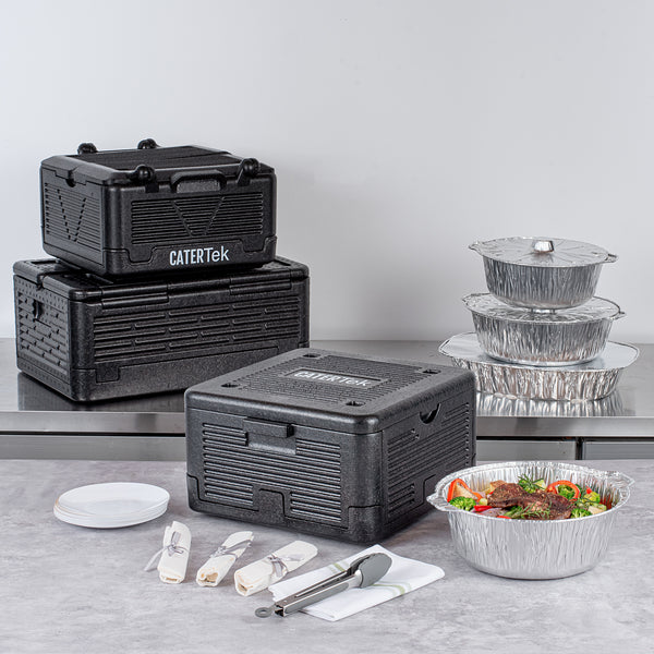 Restaurantware Cater Tek Black EPP Food Pan Carrier - Insulated Top Loading Collapsible - 15" X 15" X 8 3/4" - 1 Count Box
