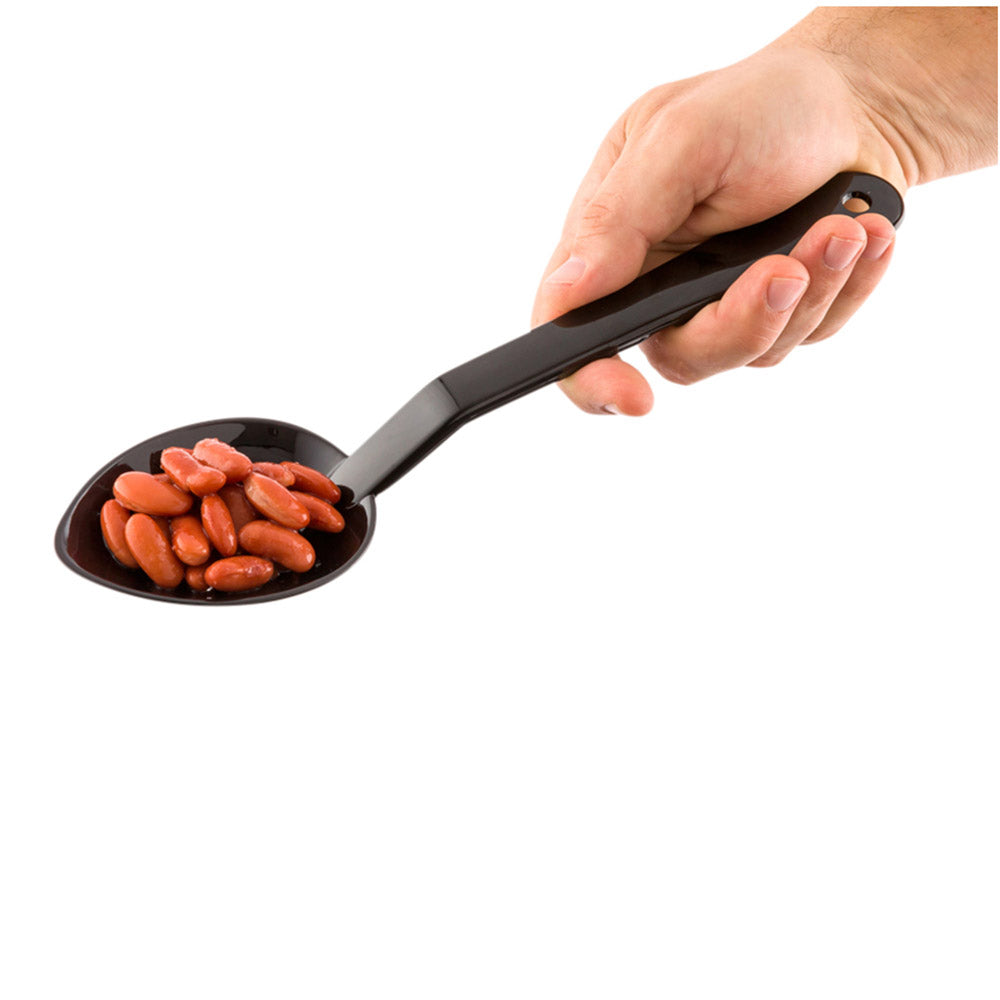 restaurantware Cater Tek Black Plastic Catering Spoon - Perforated - 11" - 1 count box
