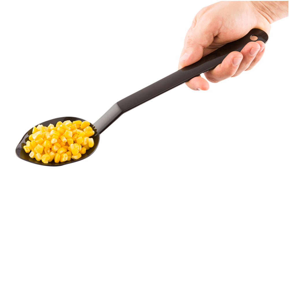 restaurantware Cater Tek Black Plastic Catering Spoon - Perforated - 13" - 1 count box