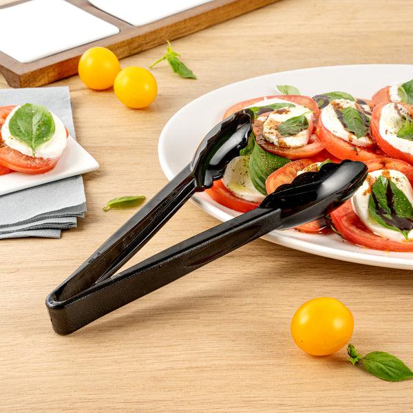 Restaurantware Cater Tek Black Plastic Catering Tongs - 9" - 1 Count Box