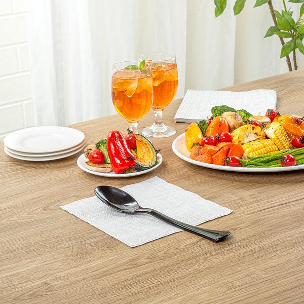 Restaurantware Cater Tek Black Plastic Serving Spoon - 9 3/4" - 100 Count Box