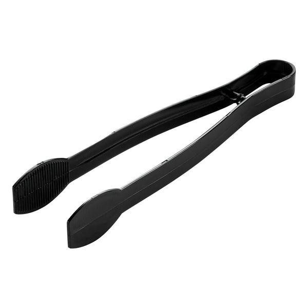 Restaurantware Cater Tek Black Plastic Tongs - Ridged - 9" - 100 Count Box