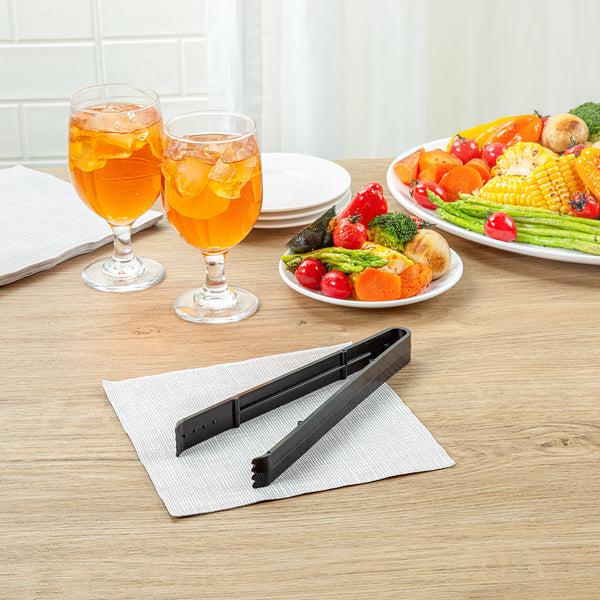 Restaurantware Cater Tek Black Plastic Tongs - Serrated Heavy Duty - 9" - 100 Count Box