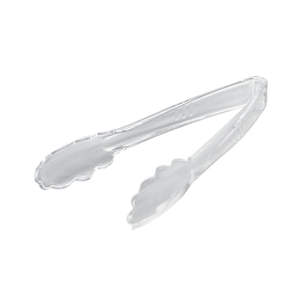 Restaurantware Cater Tek Clear Heavy-Duty Disposable Plastic Tongs - Scalloped - 7 1/2" - 100 Count Box